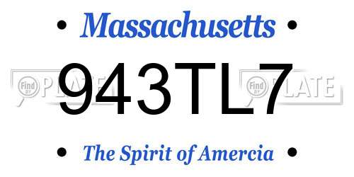 943TL7 Massachusetts License Plate
