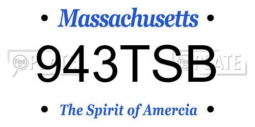 943TSB Massachusetts License Plate
