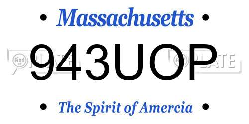 943UOP Massachusetts License Plate