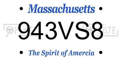 943VS8 Massachusetts License Plate