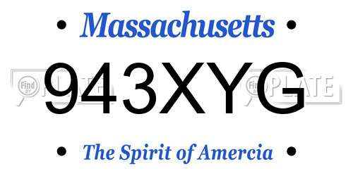 943XYG Massachusetts License Plate