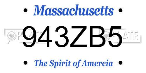 943ZB5 Massachusetts License Plate