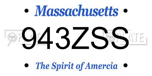943ZSS Massachusetts License Plate