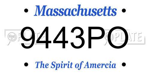 9443PO Massachusetts License Plate