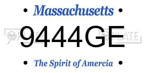 9444GE Massachusetts License Plate
