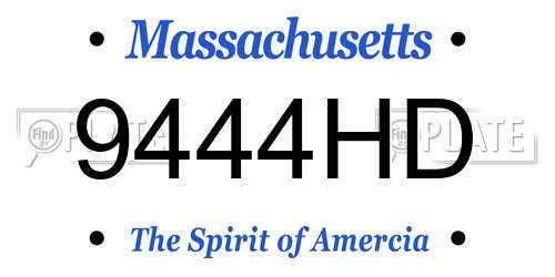 9444HD Massachusetts License Plate