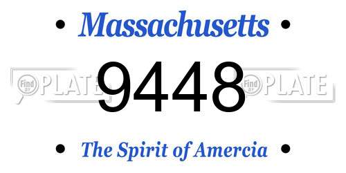 9448 Massachusetts License Plate
