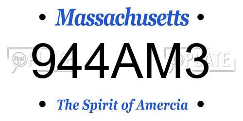 944AM3 Massachusetts License Plate