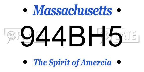 944BH5 Massachusetts License Plate