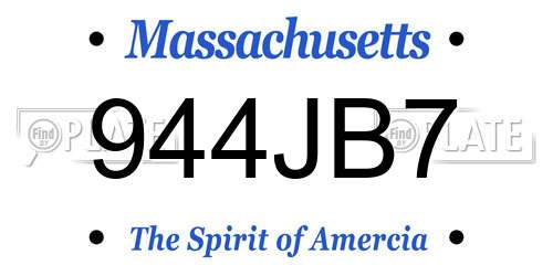 944JB7 Massachusetts License Plate