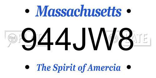 944JW8 Massachusetts License Plate