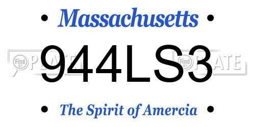 944LS3 Massachusetts License Plate