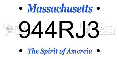 944RJ3 Massachusetts License Plate