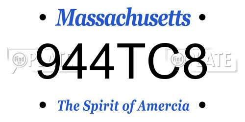 944TC8 Massachusetts License Plate