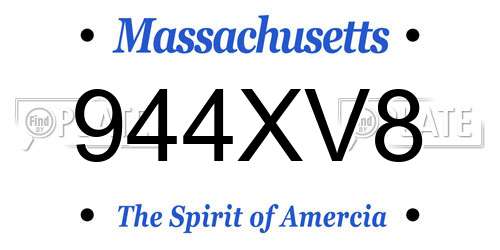 944XV8 Massachusetts License Plate