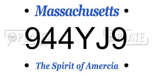 944YJ9 Massachusetts License Plate