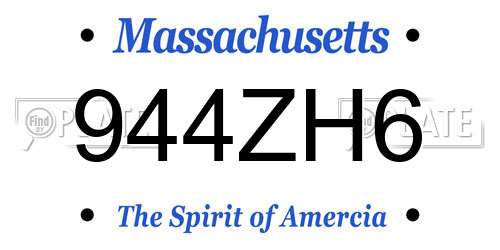 944ZH6 Massachusetts License Plate