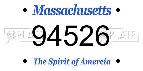 94526 Massachusetts License Plate