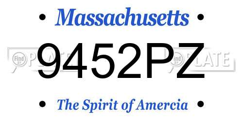 9452PZ Massachusetts License Plate