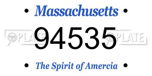 94535 Massachusetts License Plate