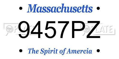 9457PZ Massachusetts License Plate