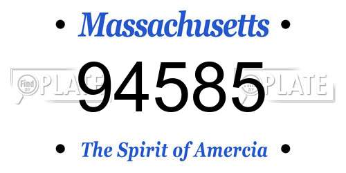 94585 Massachusetts License Plate