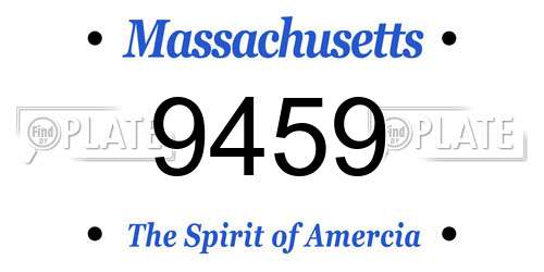 9459 Massachusetts License Plate