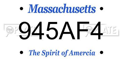 945AF4 Massachusetts License Plate