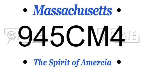 945CM4 Massachusetts License Plate