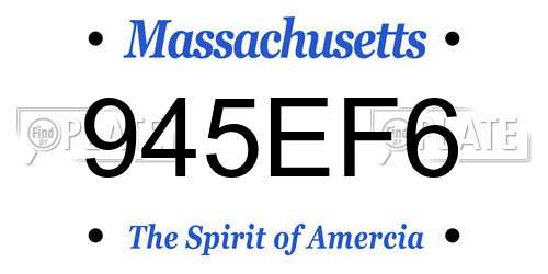 945EF6 Massachusetts License Plate