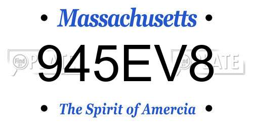 945EV8 Massachusetts License Plate