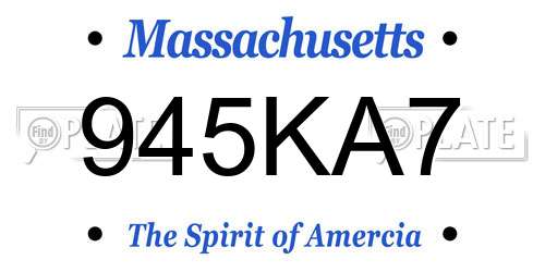 945KA7 Massachusetts License Plate