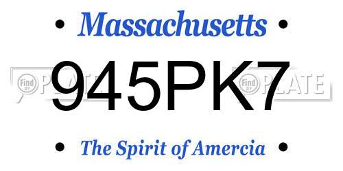 945PK7 Massachusetts License Plate