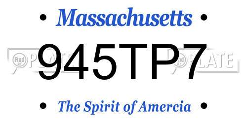 945TP7 Massachusetts License Plate