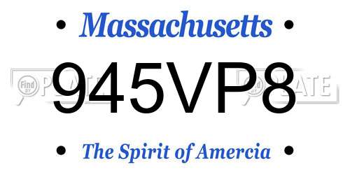 945VP8 Massachusetts License Plate