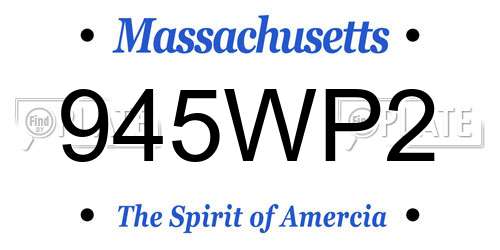 945WP2 Massachusetts License Plate