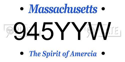 945YYW Massachusetts License Plate
