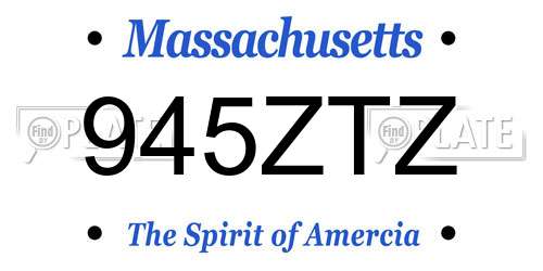 945ZTZ Massachusetts License Plate