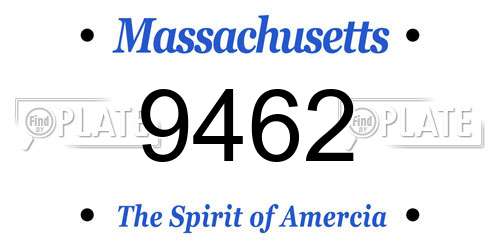 9462 Massachusetts License Plate