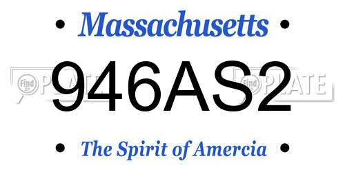 946AS2 Massachusetts License Plate