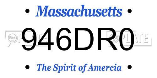 946DR0 Massachusetts License Plate