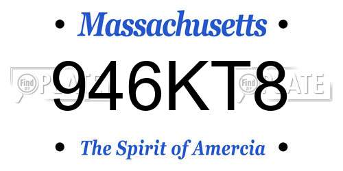 946KT8 Massachusetts License Plate