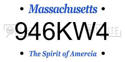 946KW4 Massachusetts License Plate