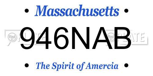946NAB Massachusetts License Plate