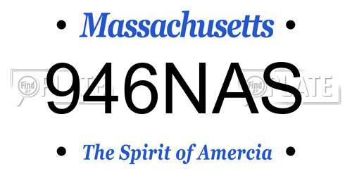 946NAS Massachusetts License Plate