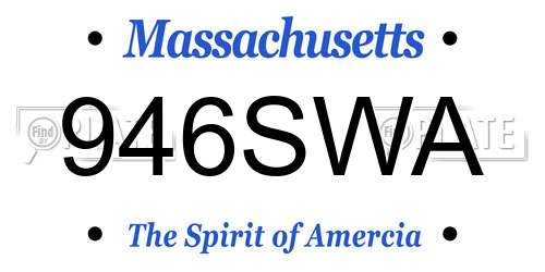 946SWA Massachusetts License Plate
