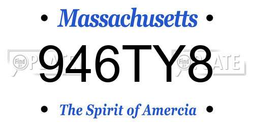 946TY8 Massachusetts License Plate