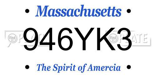 946YK3 Massachusetts License Plate