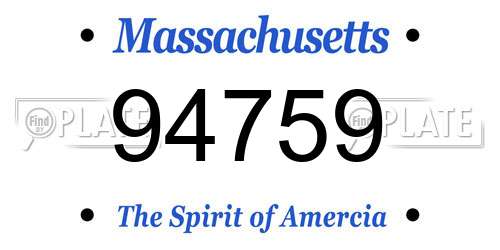 94759 Massachusetts License Plate