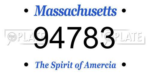 94783 Massachusetts License Plate